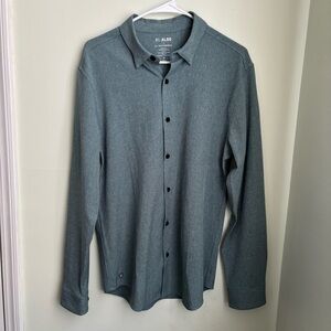 0.1 Algo Mens blue Performance Long Sleeve Collared Button Down Shirt Size M